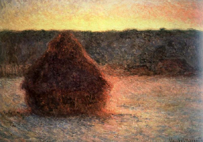 Claude Monet hay stack at sunset,frosty weather Germany oil painting art